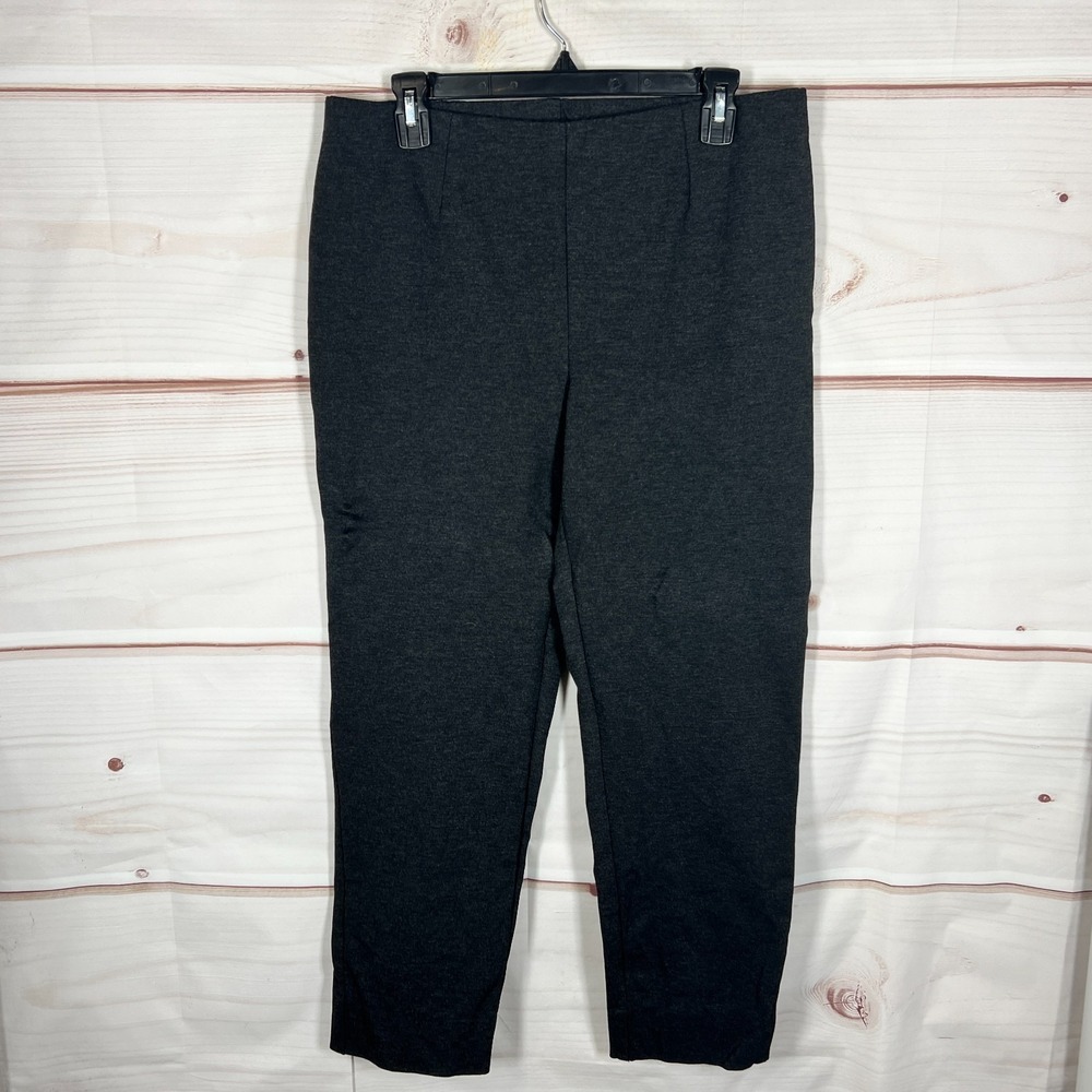 J Jill Pants Womens Medium Gray Ponte Knit Slim Leg Pull On Elastic Waist Solid